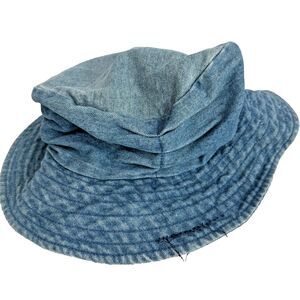 Arlin 90's Denim Floral Bucket Hat Vintage Floppy Blossom Lace 100% Cotton